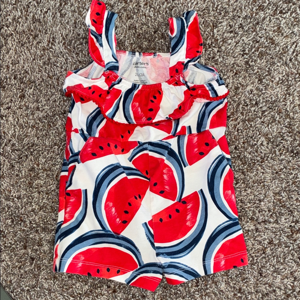 Carter's Red and White Watermelon Romper